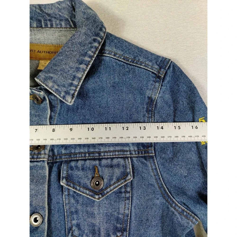 Denim Trucker Jacket Womens Medium Blue‎ Button Front Workwear Port Authority